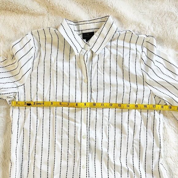Worthington‎ White Long Sleeve Black Dobby Stripe Button Down Blouse NWT Small - Picture 10 of 12